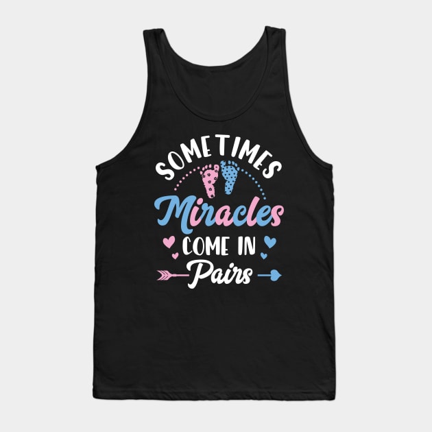 Sometimes Miracles Come in Pairs Twin Pregnancy Announcement Gift For Men Women Tank Top by truong-artist-C